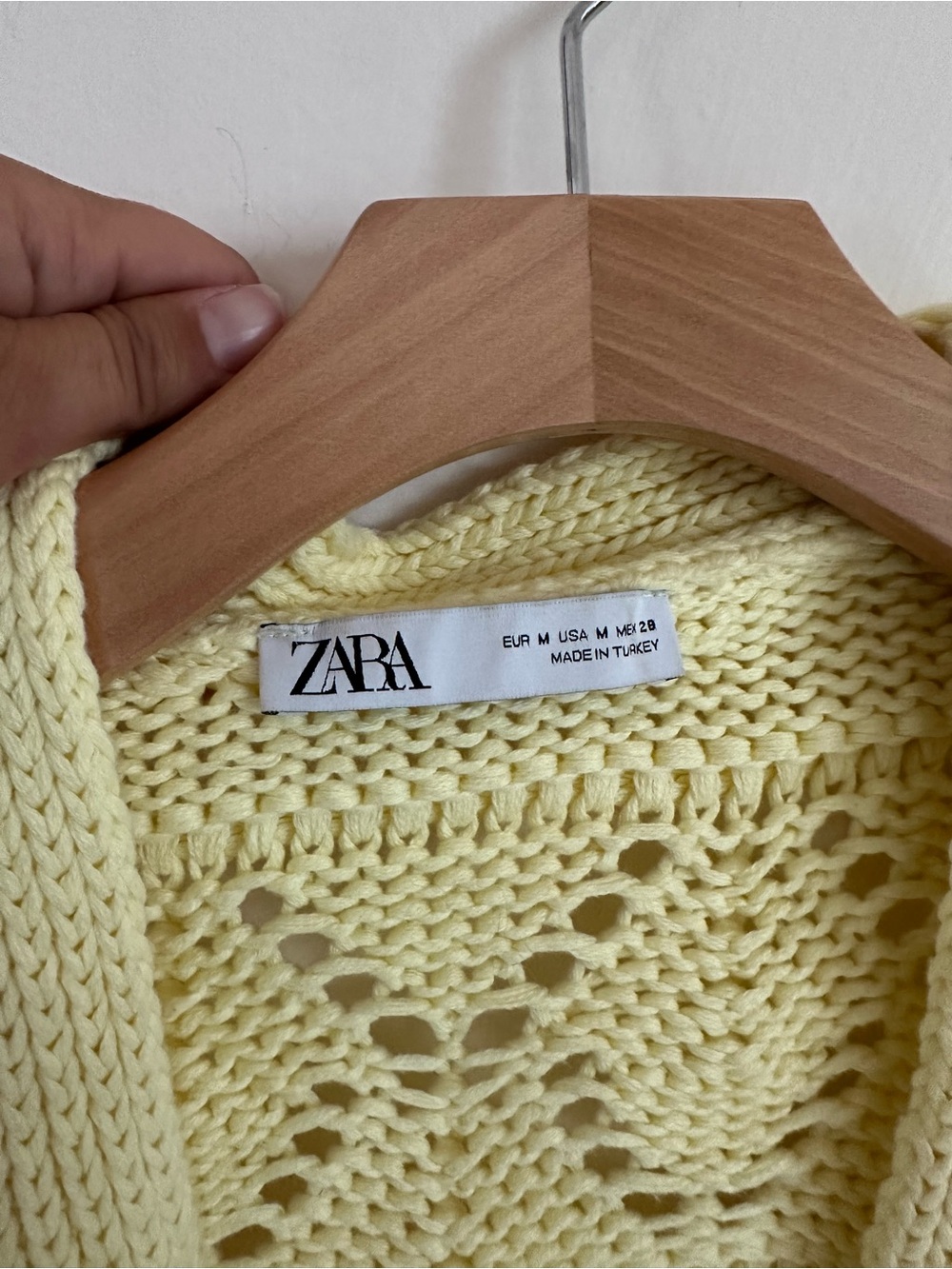 Zara Pale Yellow Openwork Knit Cardigan - Picture 3 of 5